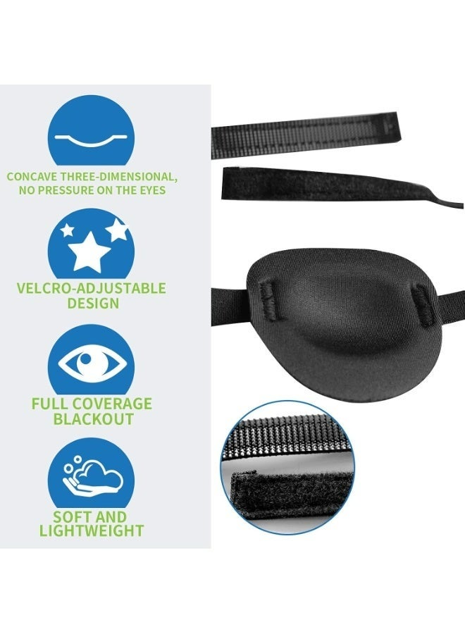 رقعة عين ناعمة قابلة للتعديل للبالغين والأطفال، غطاء لتصحيح كسل العين اليسرى أو اليمنى، ديكور لحفلات تنكرية للقراصنة، أسود - Image 3